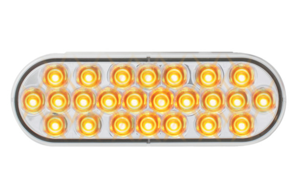 6 Inch Oval Pearl Amber 24 LED Light Clear Lens  -  78231