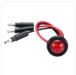.75" Round 3 Diode Red LED Dual Function Side Marker Light w/Grommet & 3 Wire 180 Bullet Connector - MTLED0700RDF-BLT