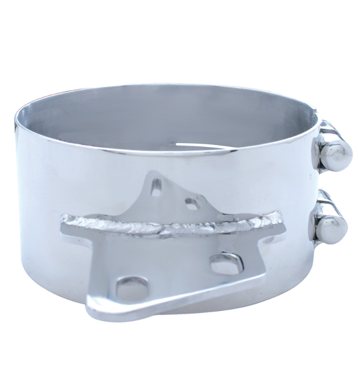 7" Stainless Butt Joint Exhaust Clamp Angled Bracket  -  10284