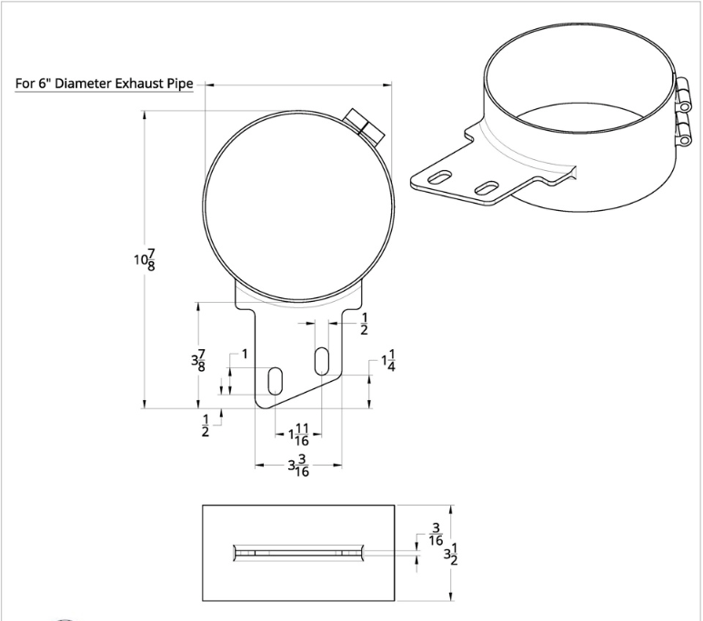 7" Stainless Butt Joint Exhaust Clamp Angled Bracket  -  10284