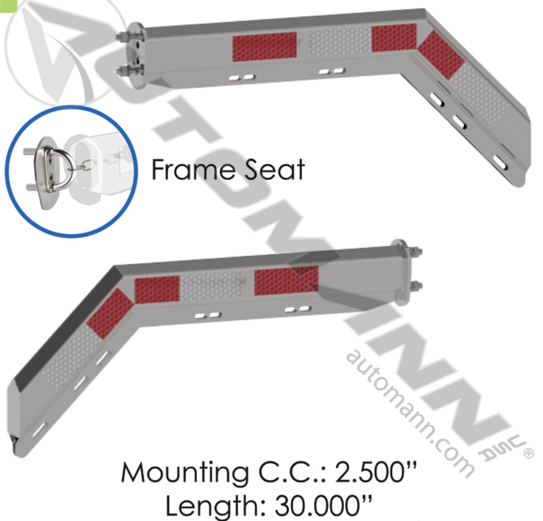 Spring-loaded angled hanger kit made from 201 stainless steel with 45° angle, including conspicuity tape for semi-truck accessory mounting.