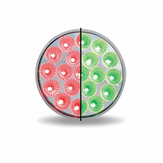 4 INCH  DUAL REVOLUTION RED STOP, TURN & TAIL TO GREEN AUXILIARY LED LIGHT  -  TLED-4XRG