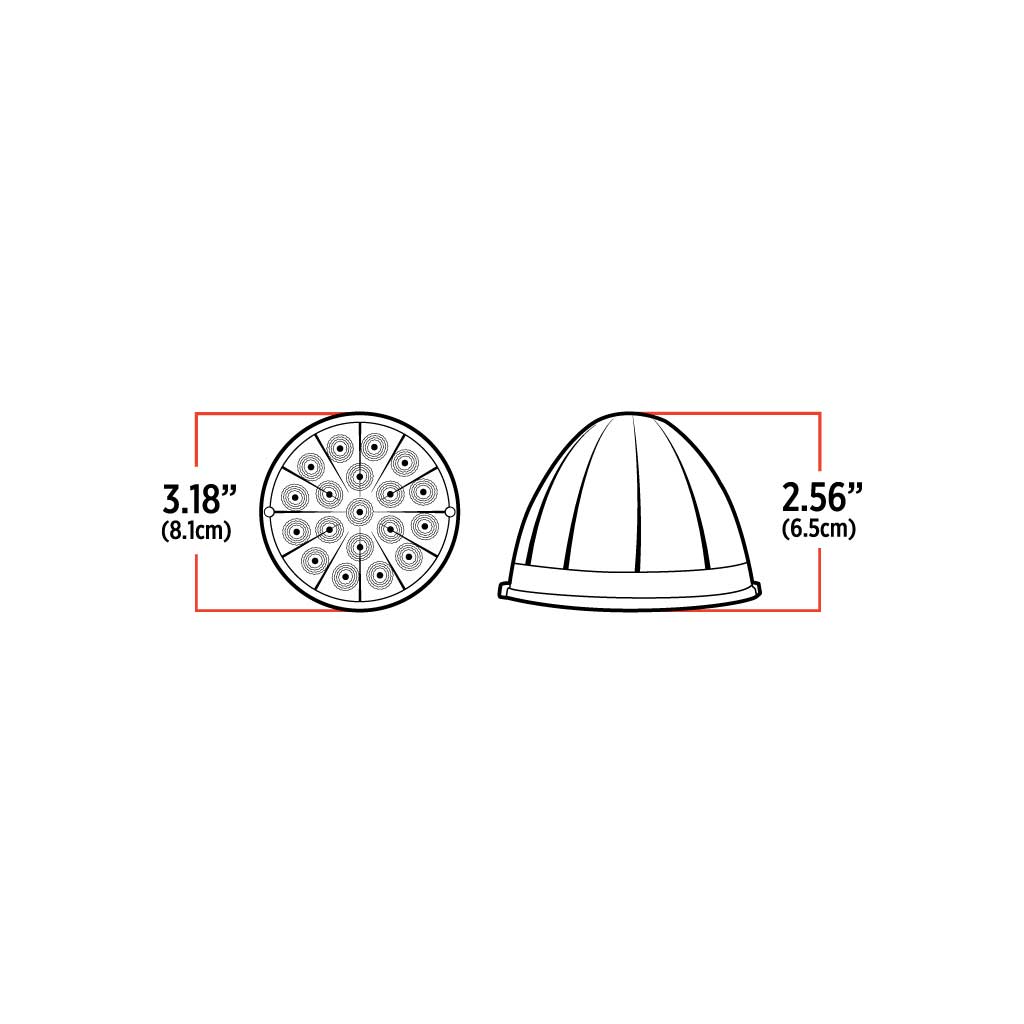 Dual Revolution Amber/White Watermelon LED with Reflector Cup & Lock Ring (19 Diodes)   -  TLED-WXAW