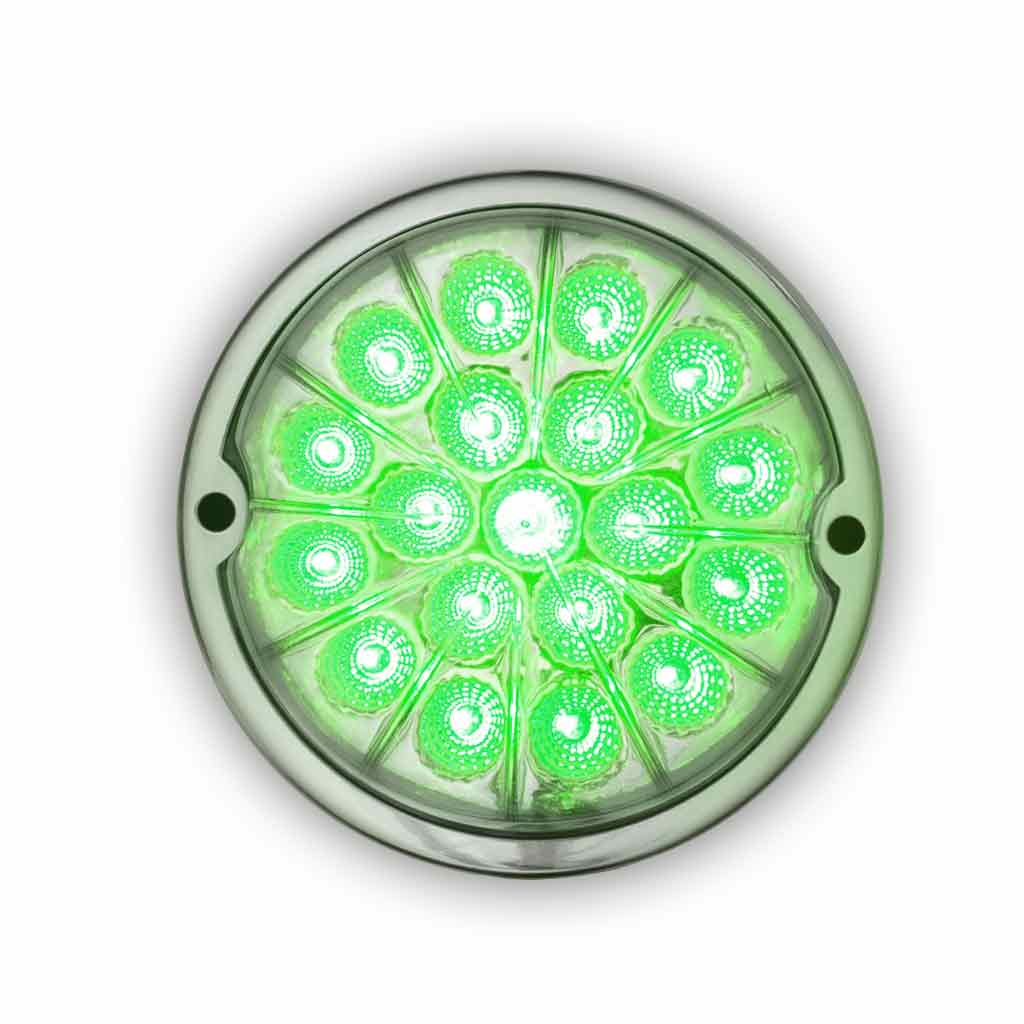 DUAL REVOLUTION RED TURN SIGNAL & MARKER TO GREEN AUXILIARY WATERMELON LED LIGHT (19 DIODES)  -  TLED-WXRG