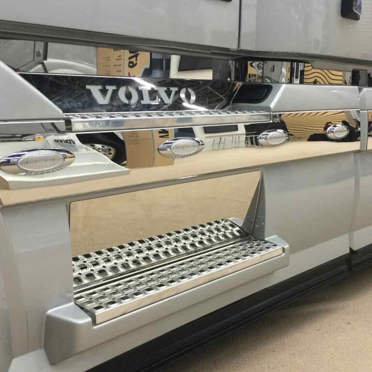 58" Two piece side fairing panels 58'' long front with 3 light slotted holes  fits volvo VNL gen II & gen III  -  TV-1440