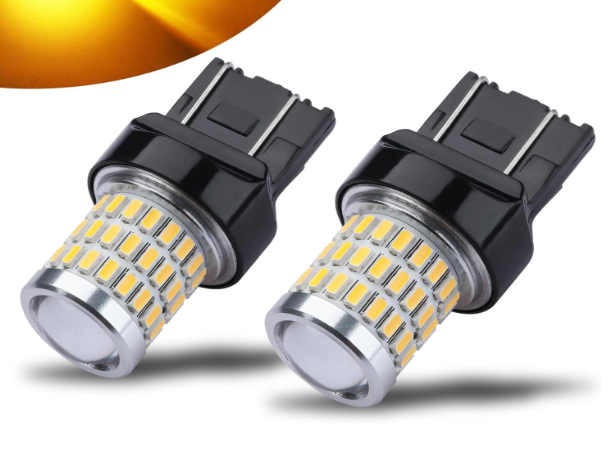 Pair of iBrightstar amber 7443/7440 LED turn signal bulbs with high-brightness SMD chips.