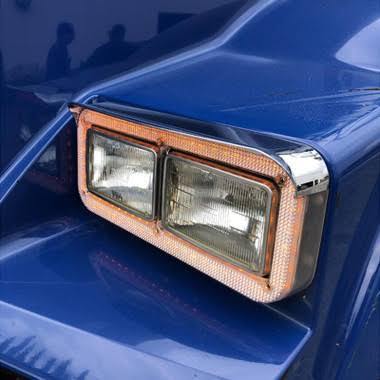 Dual Headlight LED Bezel  Light with Chrome Plastic Visor Amber /Amber Driving Amber Turn  -  40491