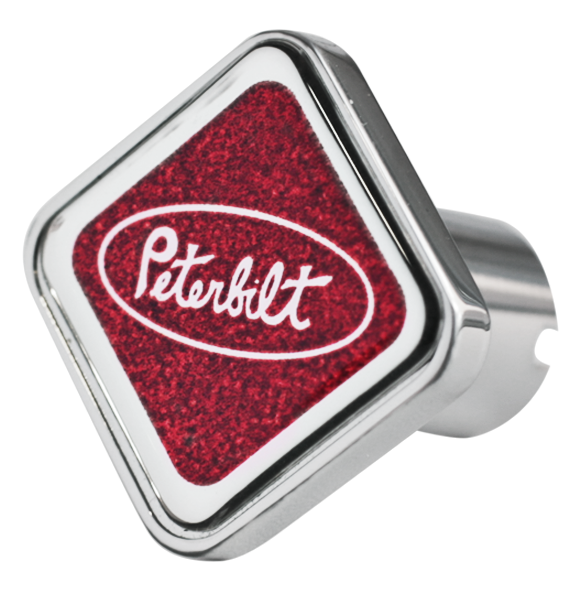 Peterbilt Chrome Air Valve Knob Square Metallic Red -   CK-PB1-S-5781