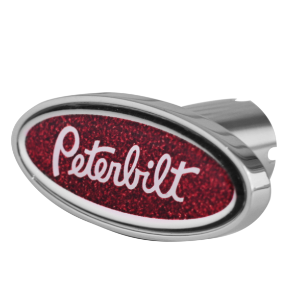 Oval Chrome Air Valve Knob With Peterbilt Logo Red  -  CK-PB-LS-5781