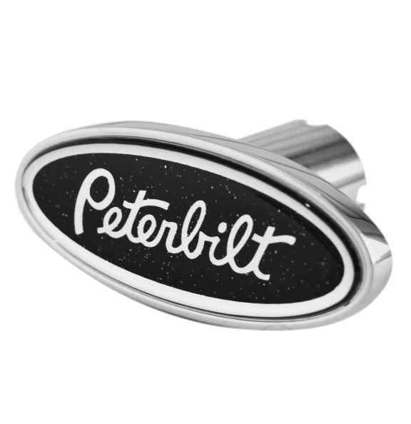 Oval Chrome Air Valve Knob With Peterbilt Logo Black  -  CK-PB-LS-5778