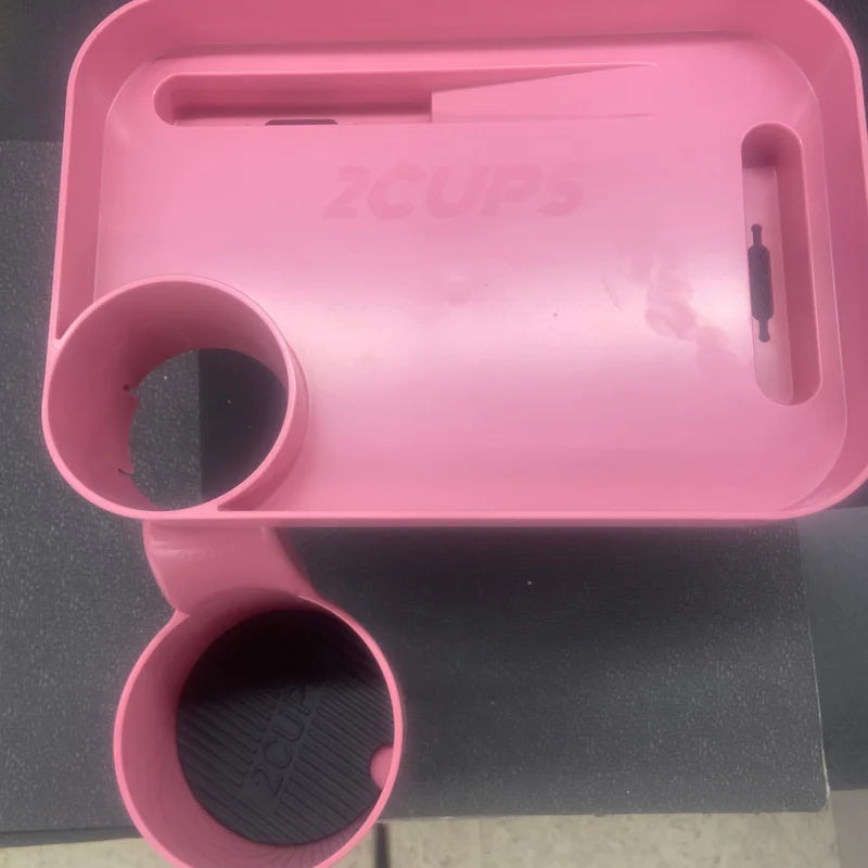 Pink Car Cup Holder Expander and Large Attachable Tray