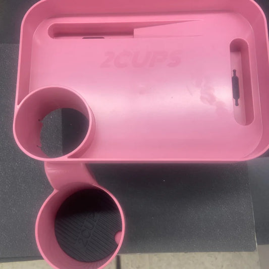 Pink Car Cup Holder Expander and Large Attachable Tray