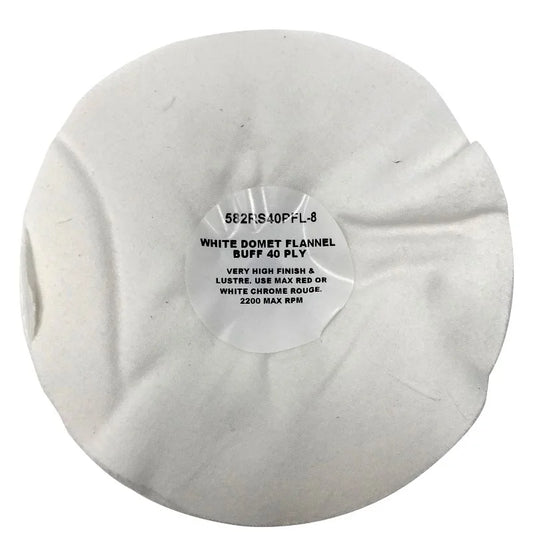 White 8" Domet Flannel 40 Ply  -  582RS40P-8FL