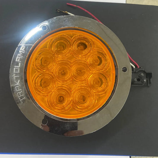 4" Stop/Turn/Tail Fixed 10 LED Light Amber w/Chrome Bezel And Direct Pigtail  -  8000CA