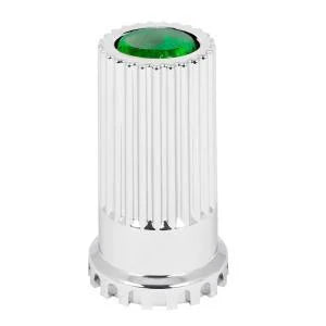 Bullet Flat Top Green Reflector Chrome Plastic 33MM x 4 Inch Lug Nut Cover  Push-on  -  10362