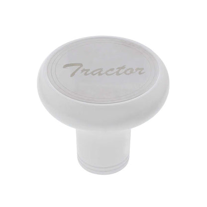 Deluxe Aluminum Screw-on Air Valve Knob W/ Stainless Tractor Plaque Pearl White - 22956