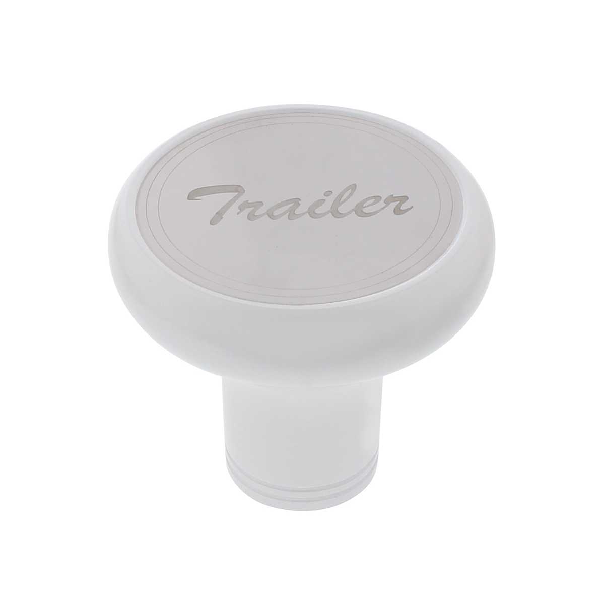 Deluxe Aluminum Screw-On Air Valve Knob W/ Stainless Trailer Plaque Pearl White - 22957