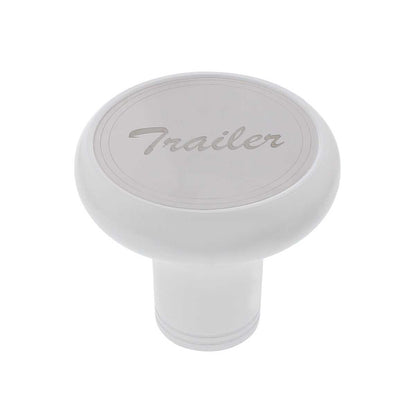 Deluxe Aluminum Screw-On Air Valve Knob W/ Stainless Trailer Plaque Pearl White - 22957